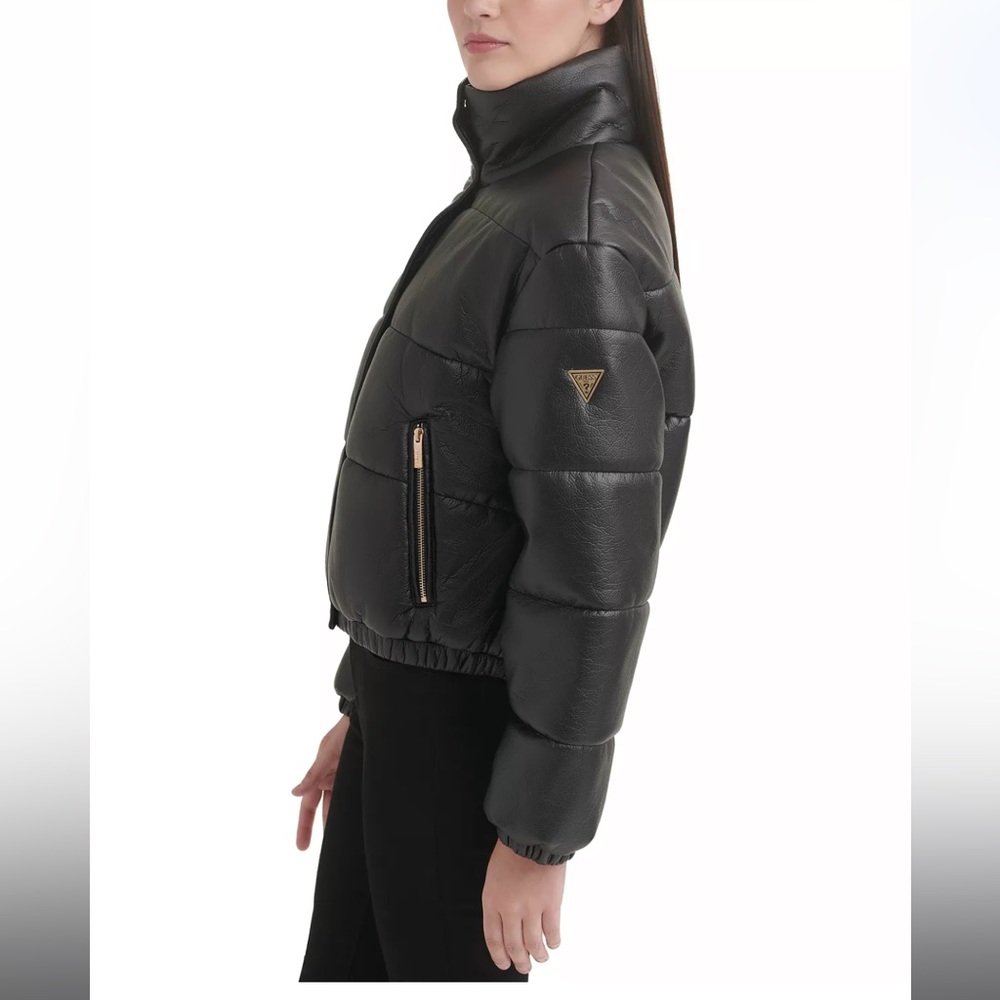 GUESS Faux Leather Puffer Coat